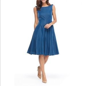 Gal Meets Glam Christine Teal Velvet Swing Dress